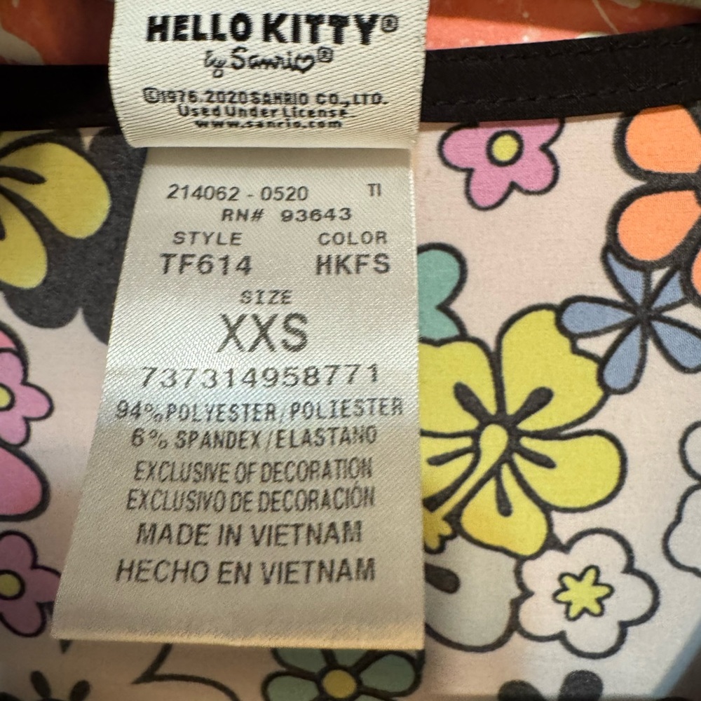 Hello Kitty Multicolor Floral Scrub Top - Picture 3 of 7